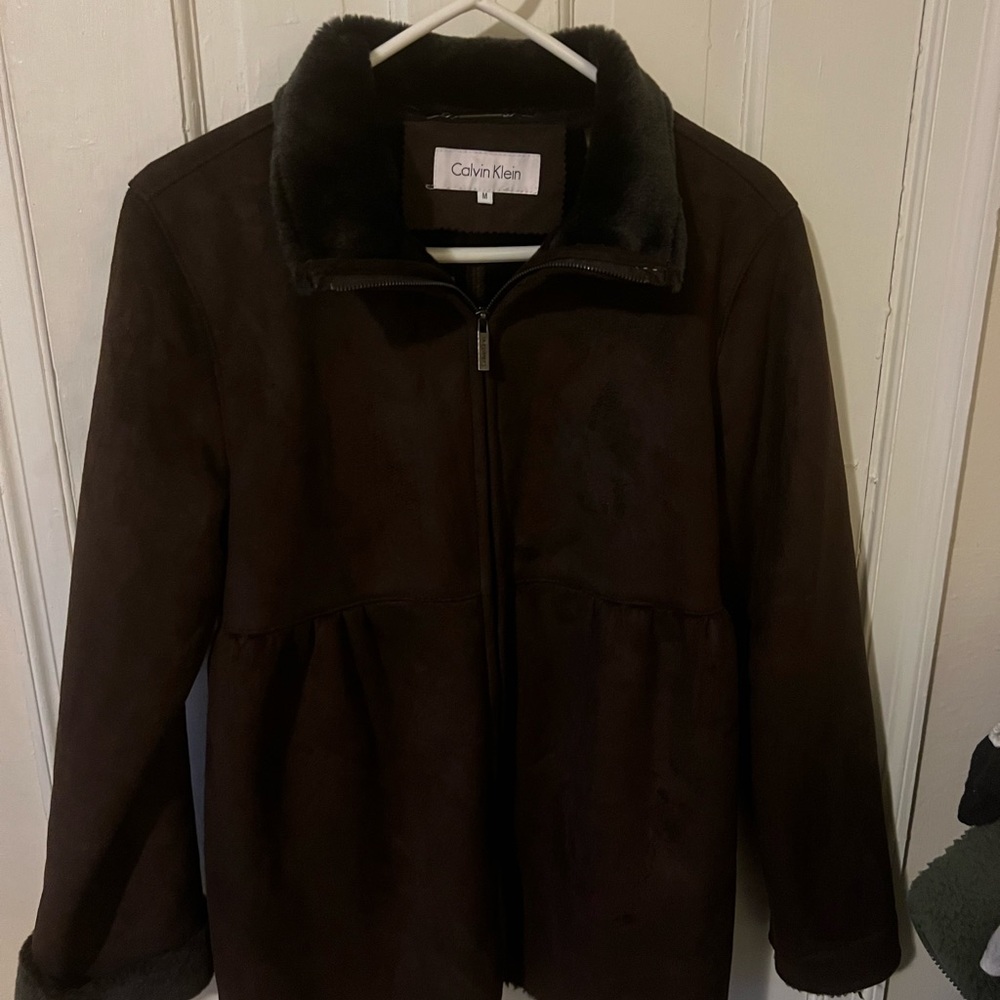 Calvin Klein Women's Brown Faux Shearling Jacket Size M